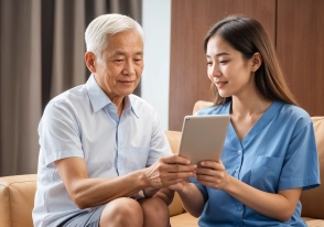 長者透過手機或平板了解醫療券使用方法